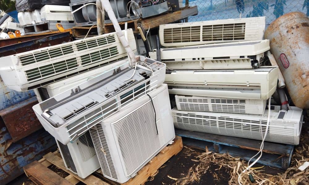 Pile of disposed air conditioners.